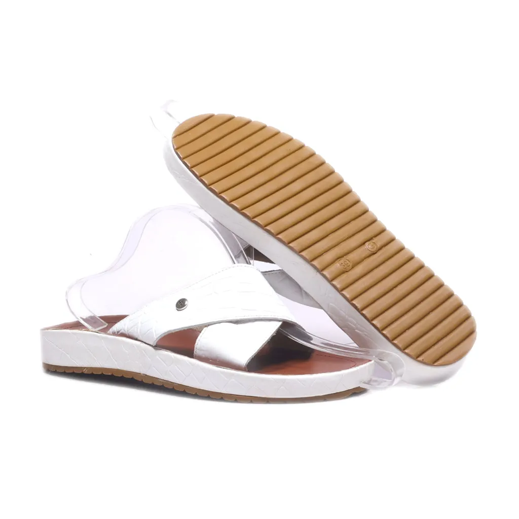 Ana Mario Flat Sandals Leather White Colour For Women