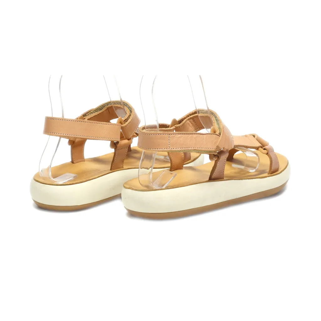 Ancient Greek Flat Sandals Leather Beige Colour For Women