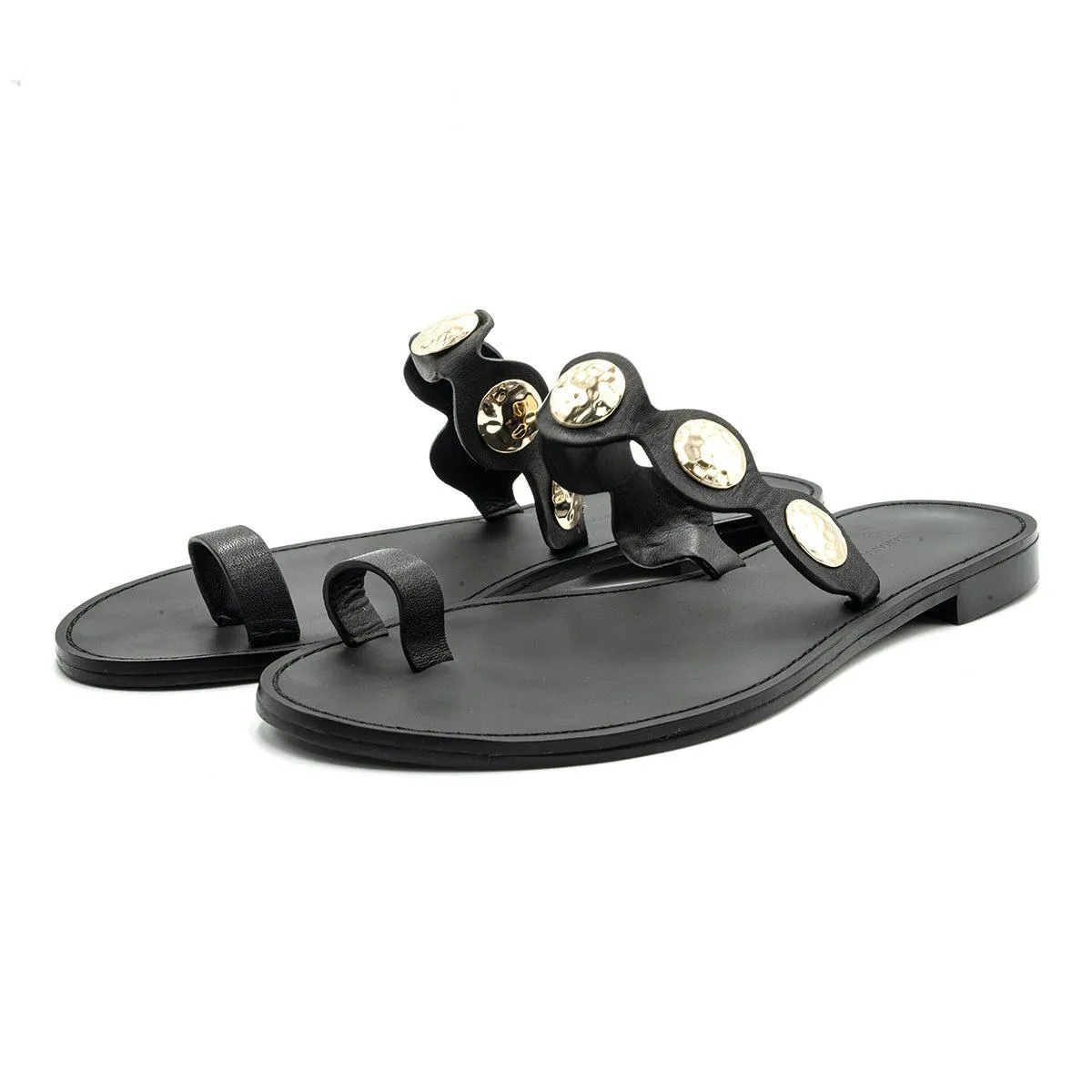 Banana Republic Flat Sandals Leather Black Colour For Women