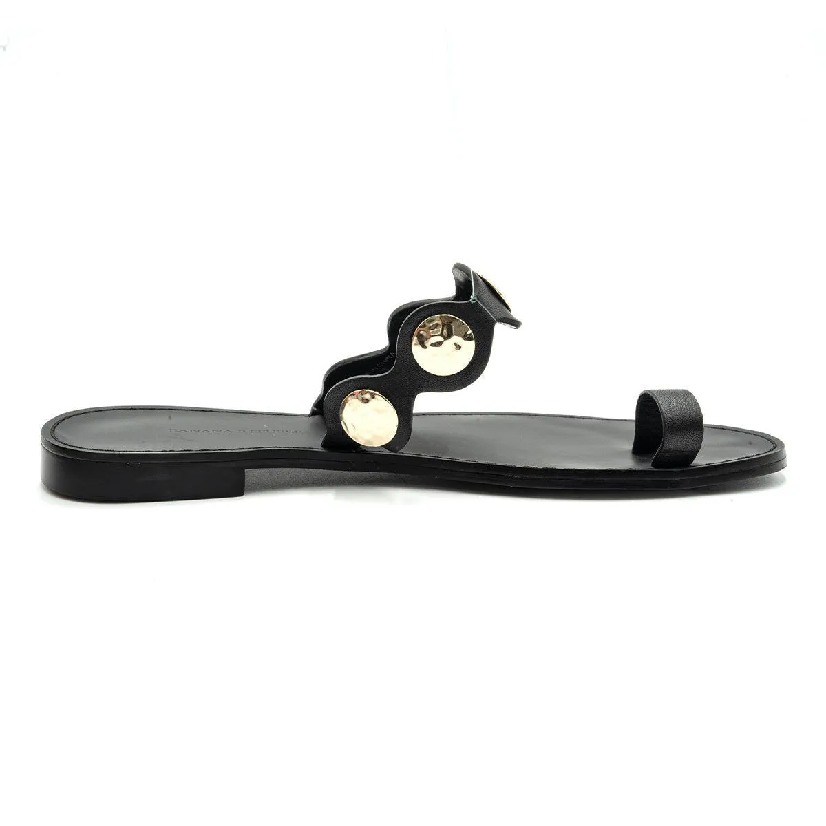 Banana Republic Flat Sandals Leather Black Colour For Women