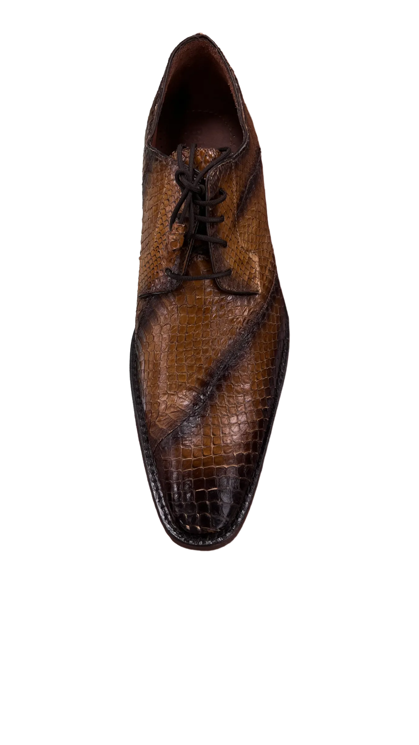 Belvedere Brown Men's Dress Shoes Snake Skin Lace Up