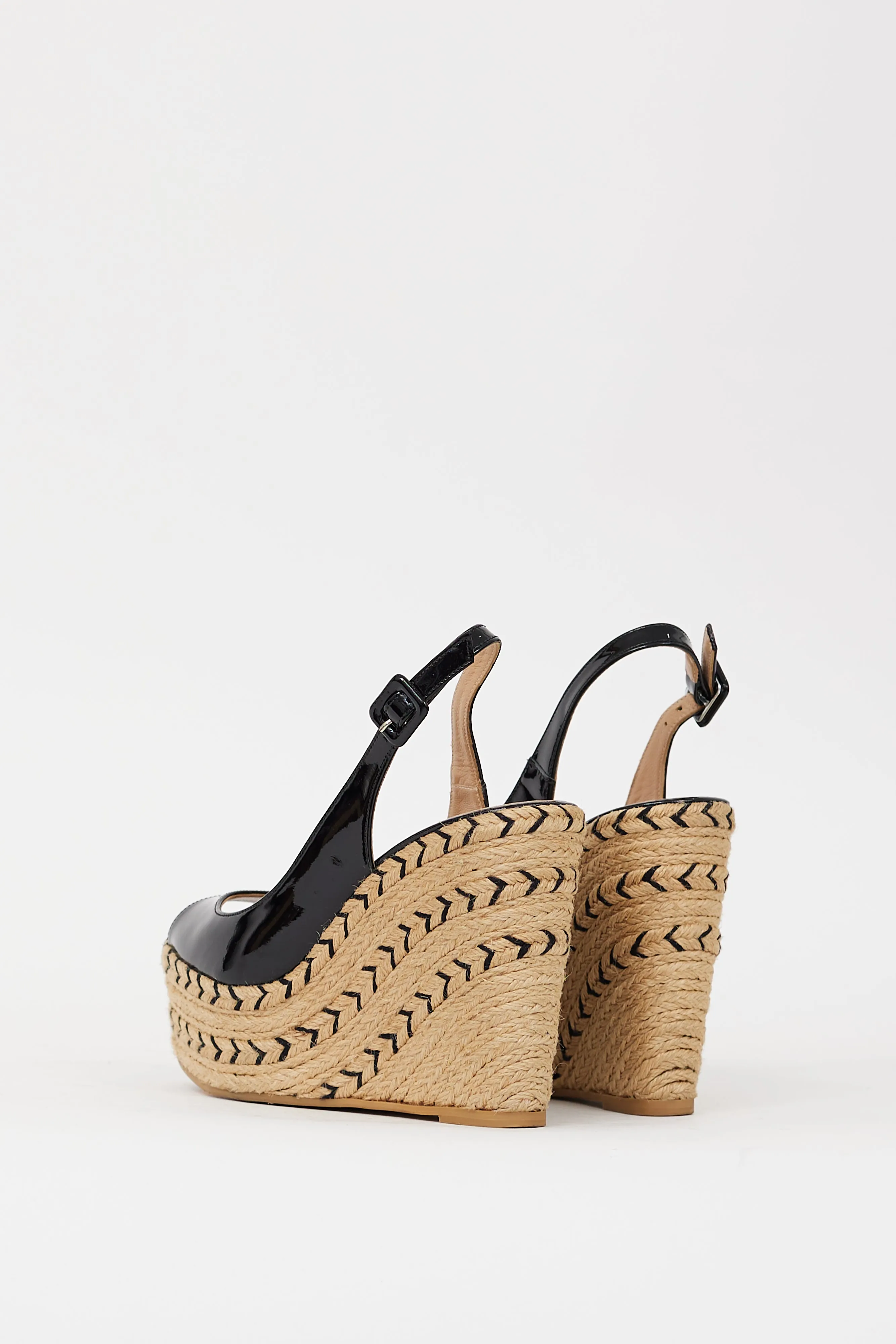 Black Patent & Espadrille St. Tropez Wedge