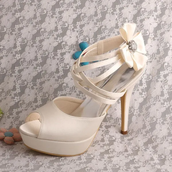 Bling Bridal Wedding Shoes Criss Cross ankle strap  Bridal Heels