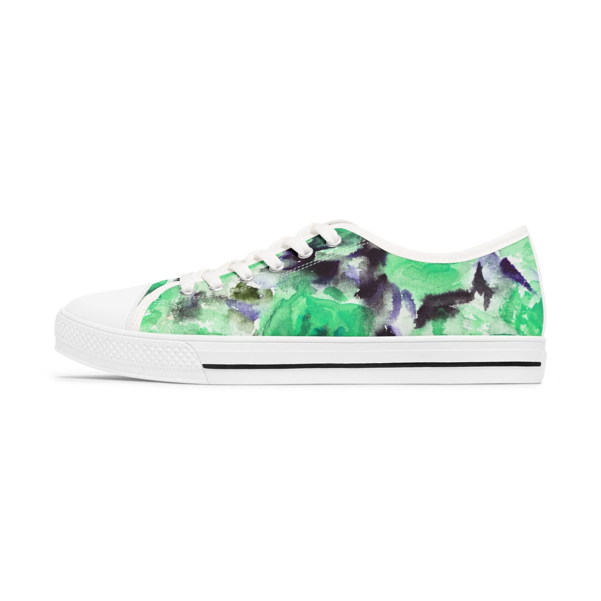 Blue Rose Floral Women's Sneakers, Floral Print Best Women's Low Top Canvas Sneakers (US Size: 5.5-12)