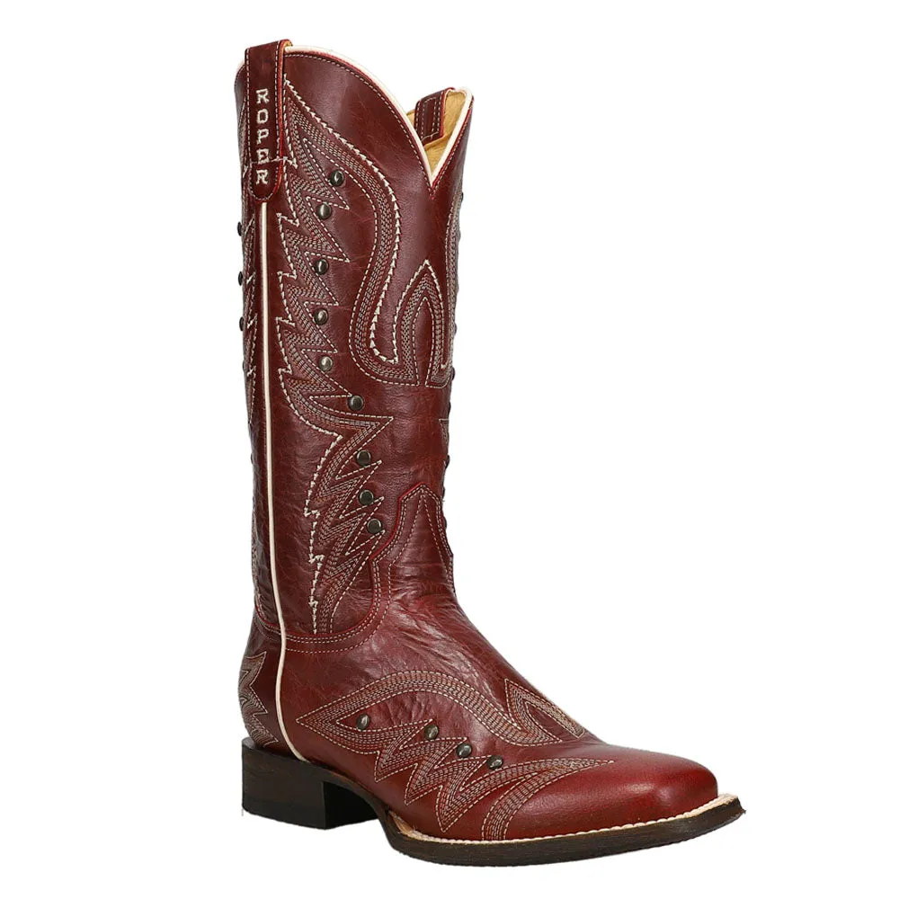 Brandy Embroidery Square Toe Cowboy Boots