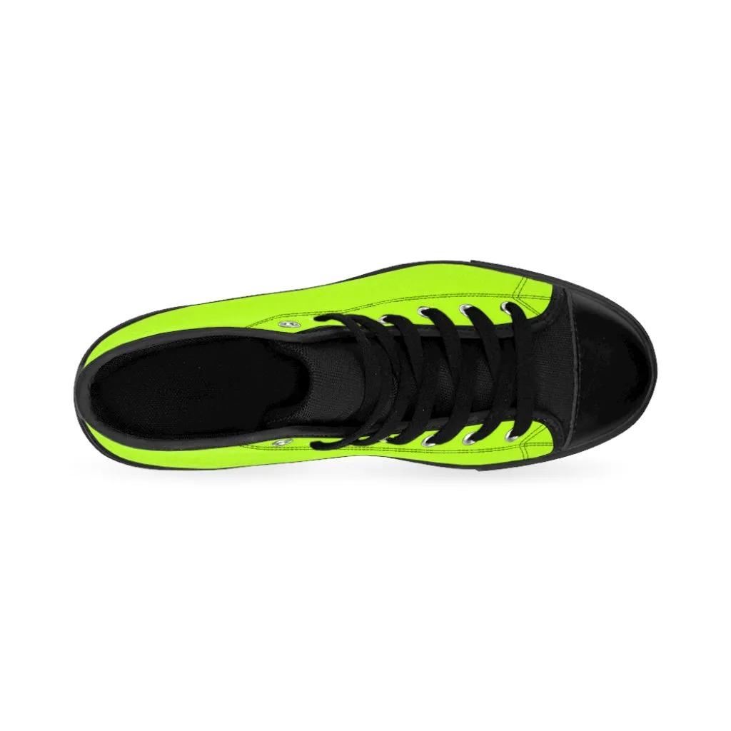 Bright Green Men's High Tops, Best Solid Color Men's Classic Fashion Running Canvas Sneakers