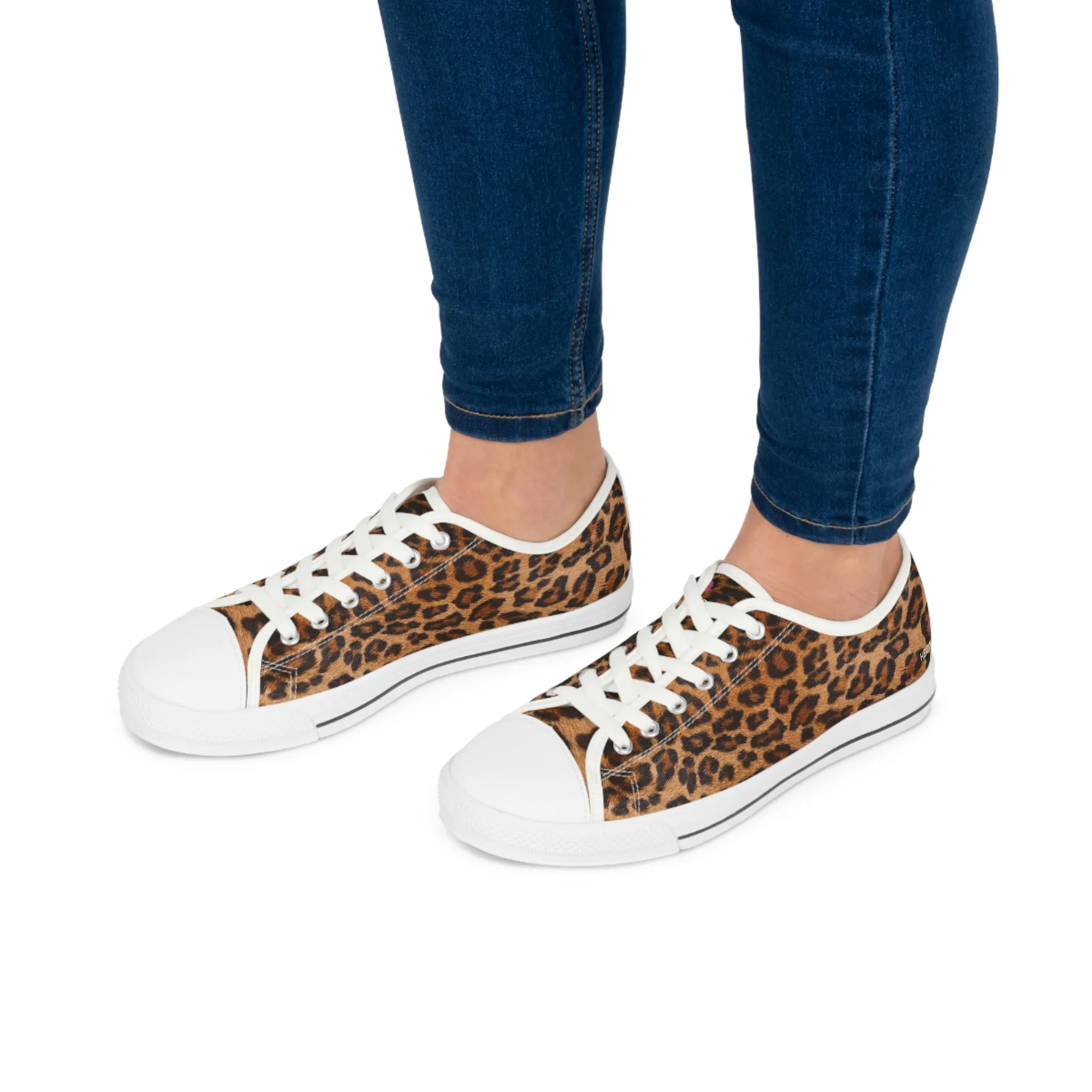 Brown Leopard Print Ladies' Sneakers, Leopard Animal Print Best Designer Women's Low Top Sneakers (US Size: 5.5-12)