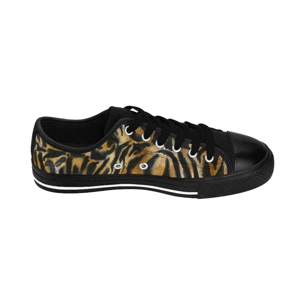 Brown Leopard Print Women's Sneakers, Brown Animal Print Fashion Tennis Canvas Shoes For Ladies