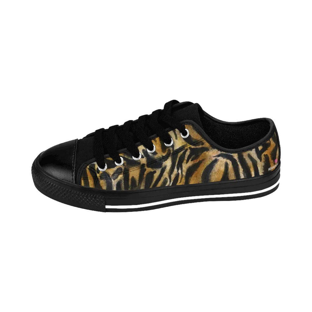 Brown Leopard Print Women's Sneakers, Brown Animal Print Fashion Tennis Canvas Shoes For Ladies