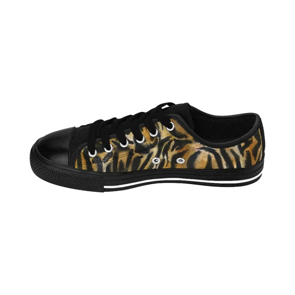 Brown Leopard Print Women's Sneakers, Brown Animal Print Fashion Tennis Canvas Shoes For Ladies