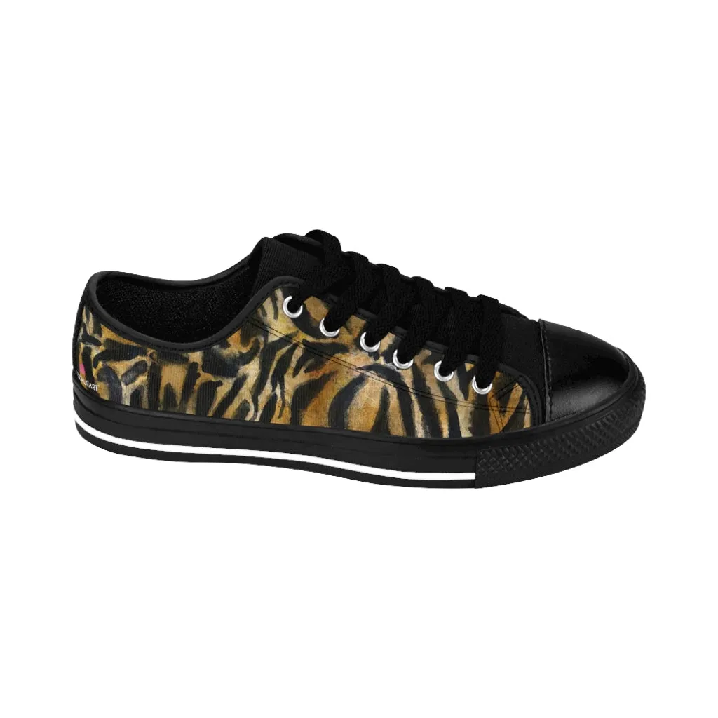 Brown Leopard Print Women's Sneakers, Brown Animal Print Fashion Tennis Canvas Shoes For Ladies