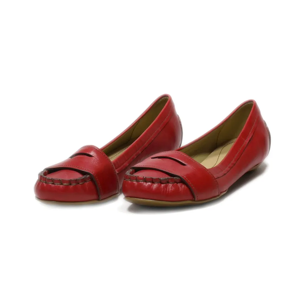 Clarks Loafers Leather Red Colour For Women