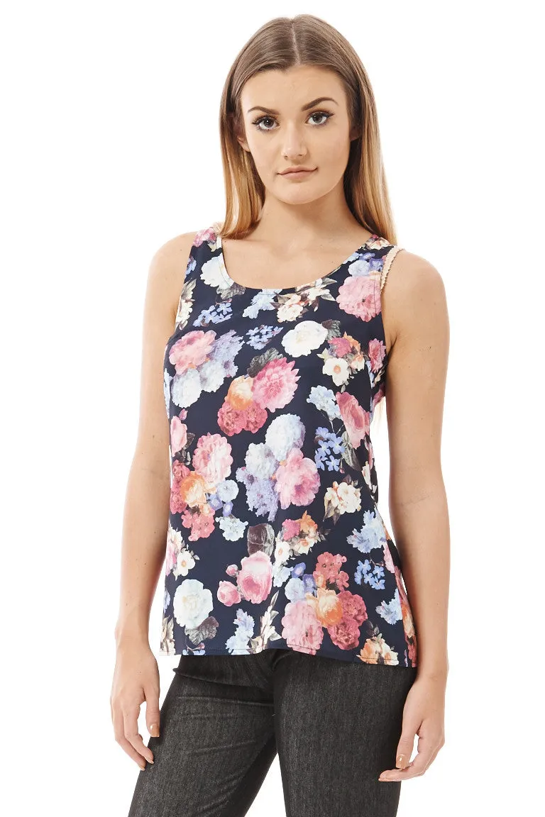 Flower Print Sleeveless Top