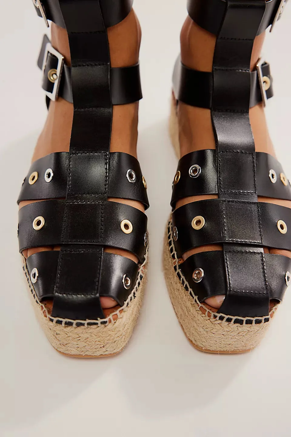 Free People Shoes Gable Gladiator Espadrilles in Black