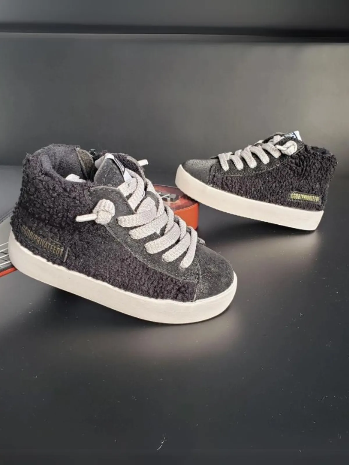 Girls Fuzzy High-Top Sneakers by Liv and Mia