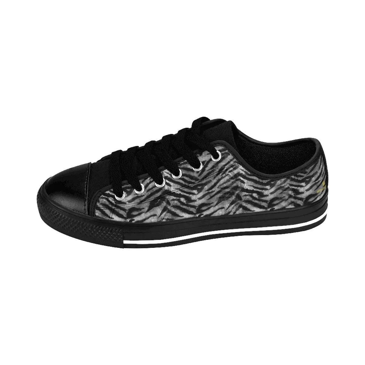 Gray Tiger Stripe Men's Sneakers, Animal Print Low Top Running Tennis Shoes For Men