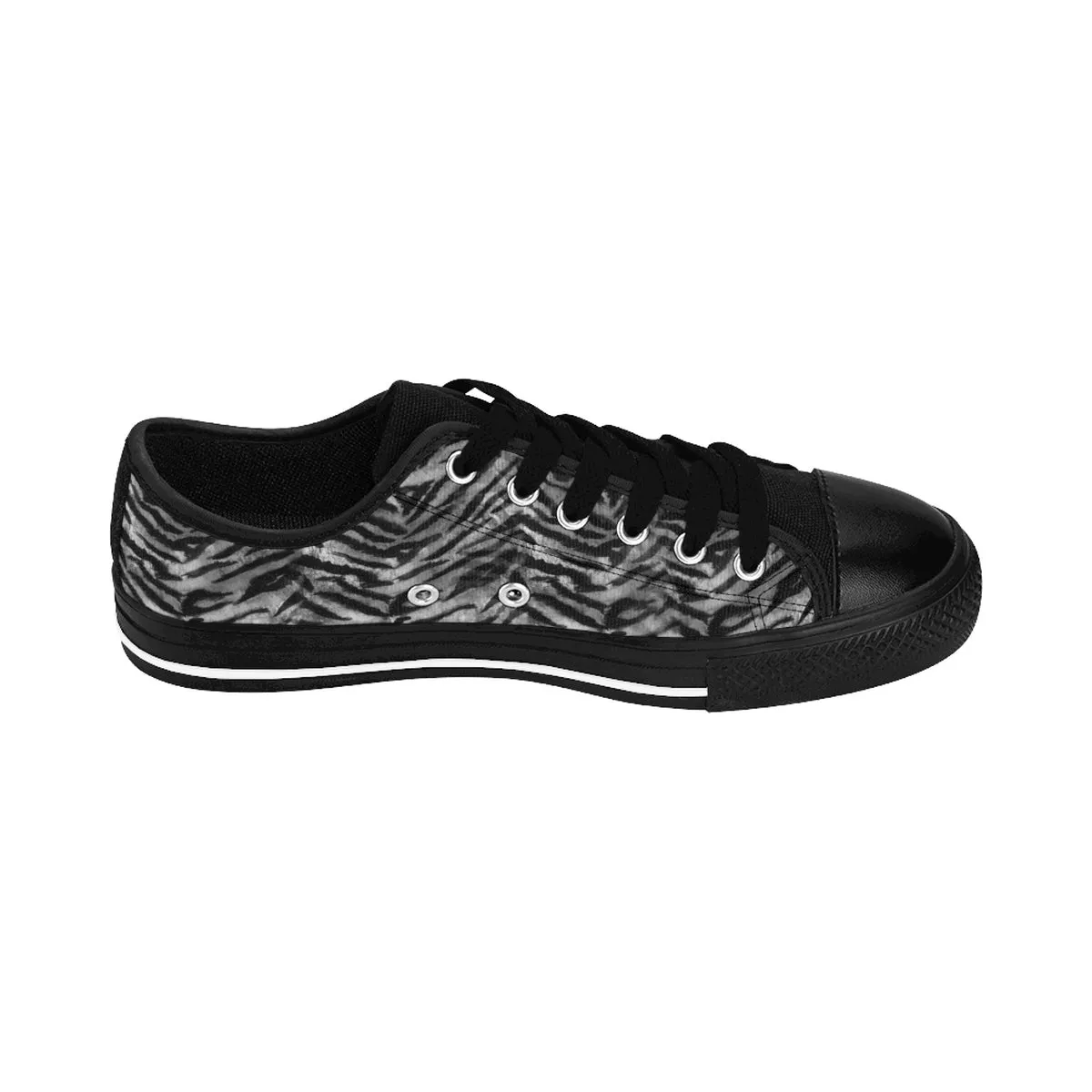 Gray Tiger Stripe Men's Sneakers, Animal Print Low Top Running Tennis Shoes For Men