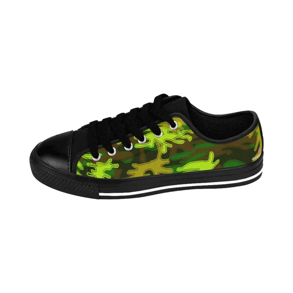 Green Army Camo Women's Sneakers, Army Military Camouflage Printed Fashion Canvas Tennis Shoes