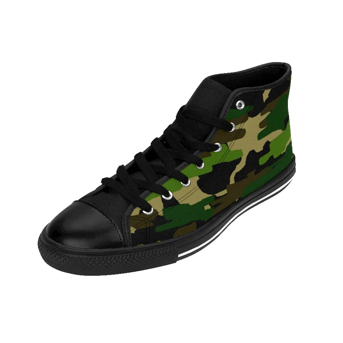 Green Camo Women's Sneakers, Military Army Camouflage Print High Top Sneakers Shoes