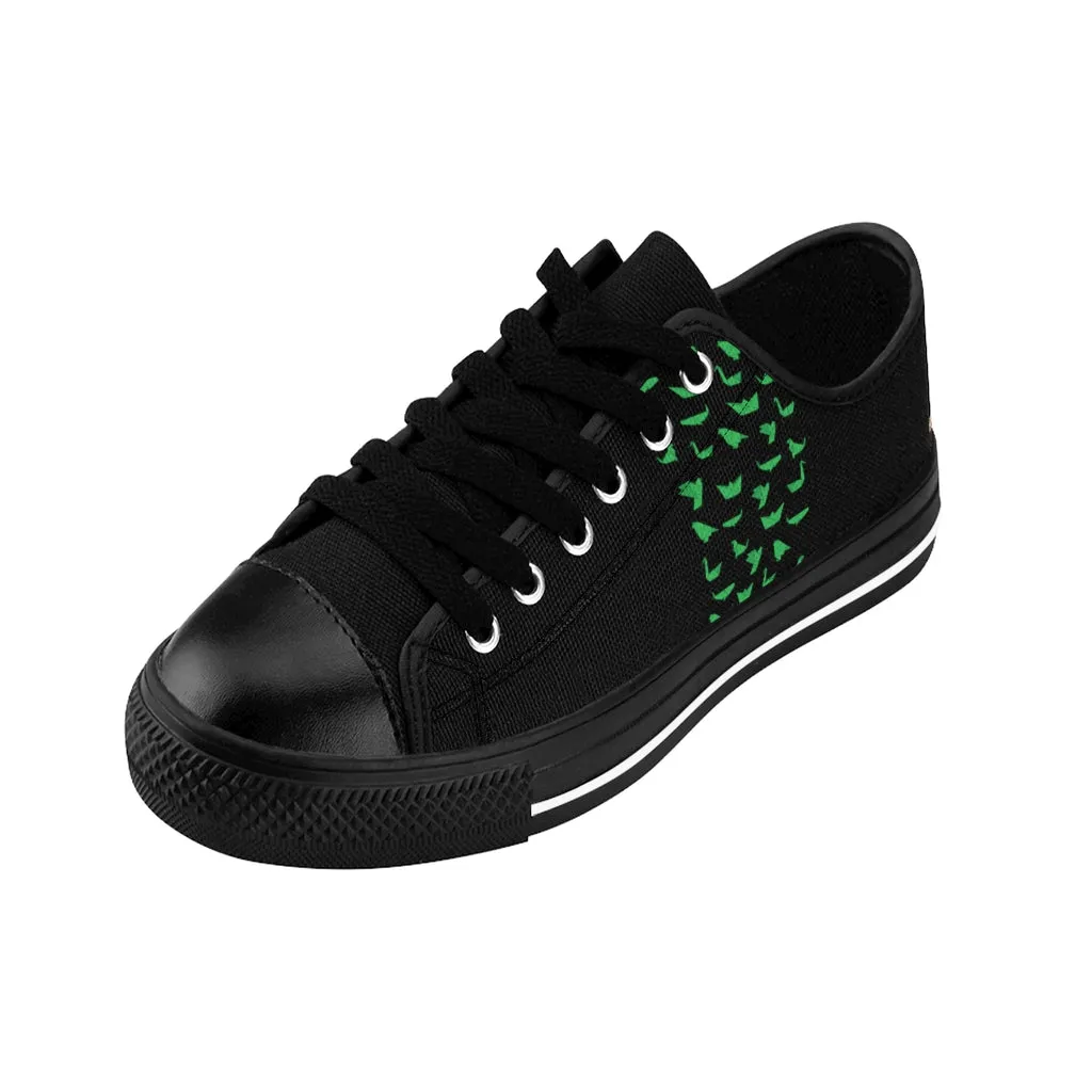 Green Japanese Crane Men's Sneakers, Japanese Style Best Designer Low Top Shoes For Men