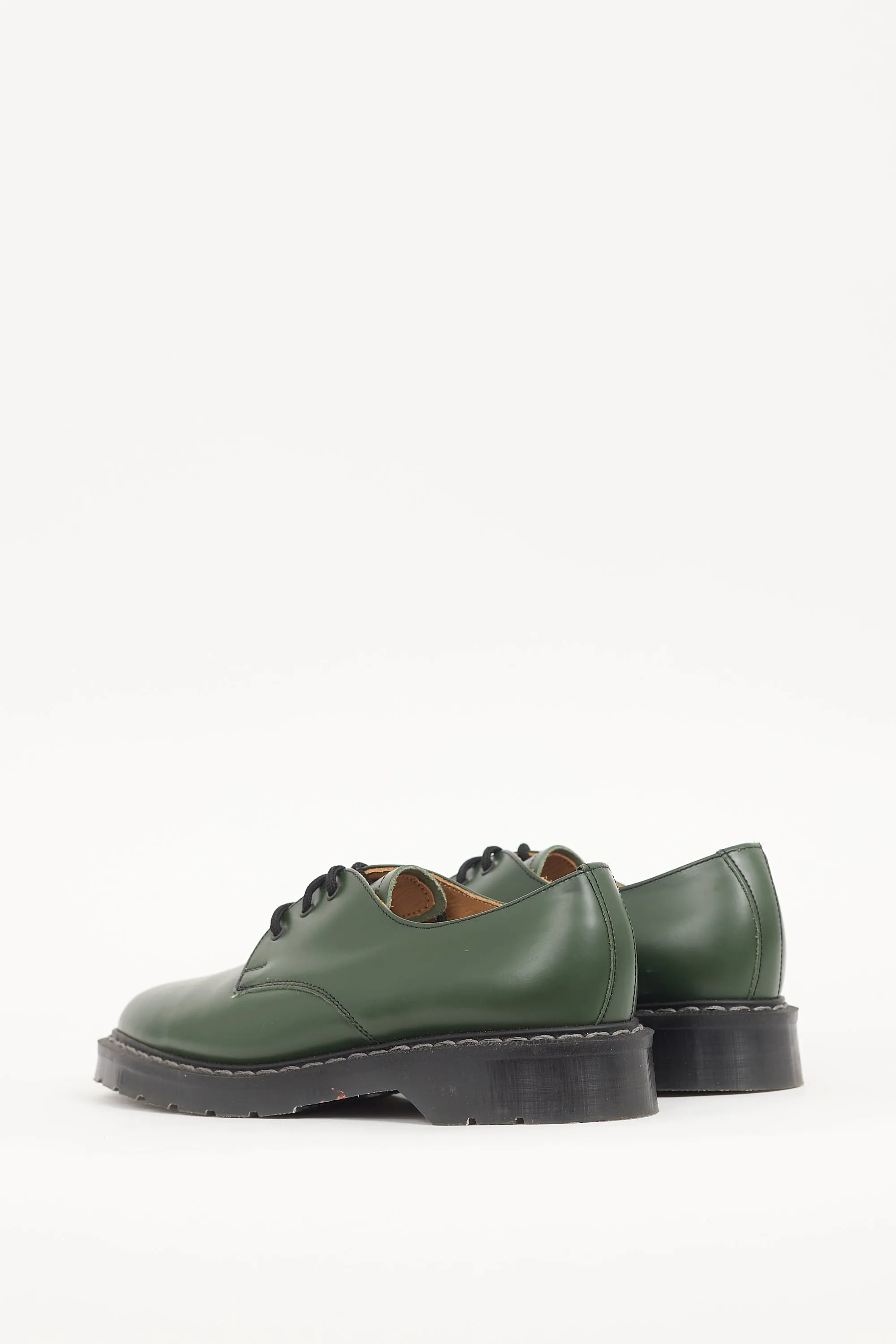 Green Leather 3-Eye Gibson Derby