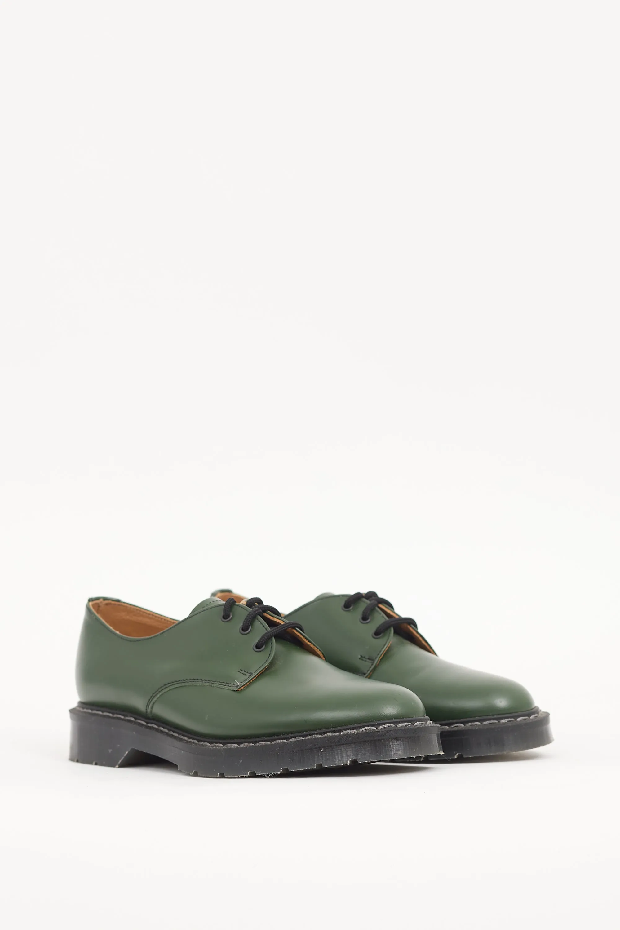 Green Leather 3-Eye Gibson Derby