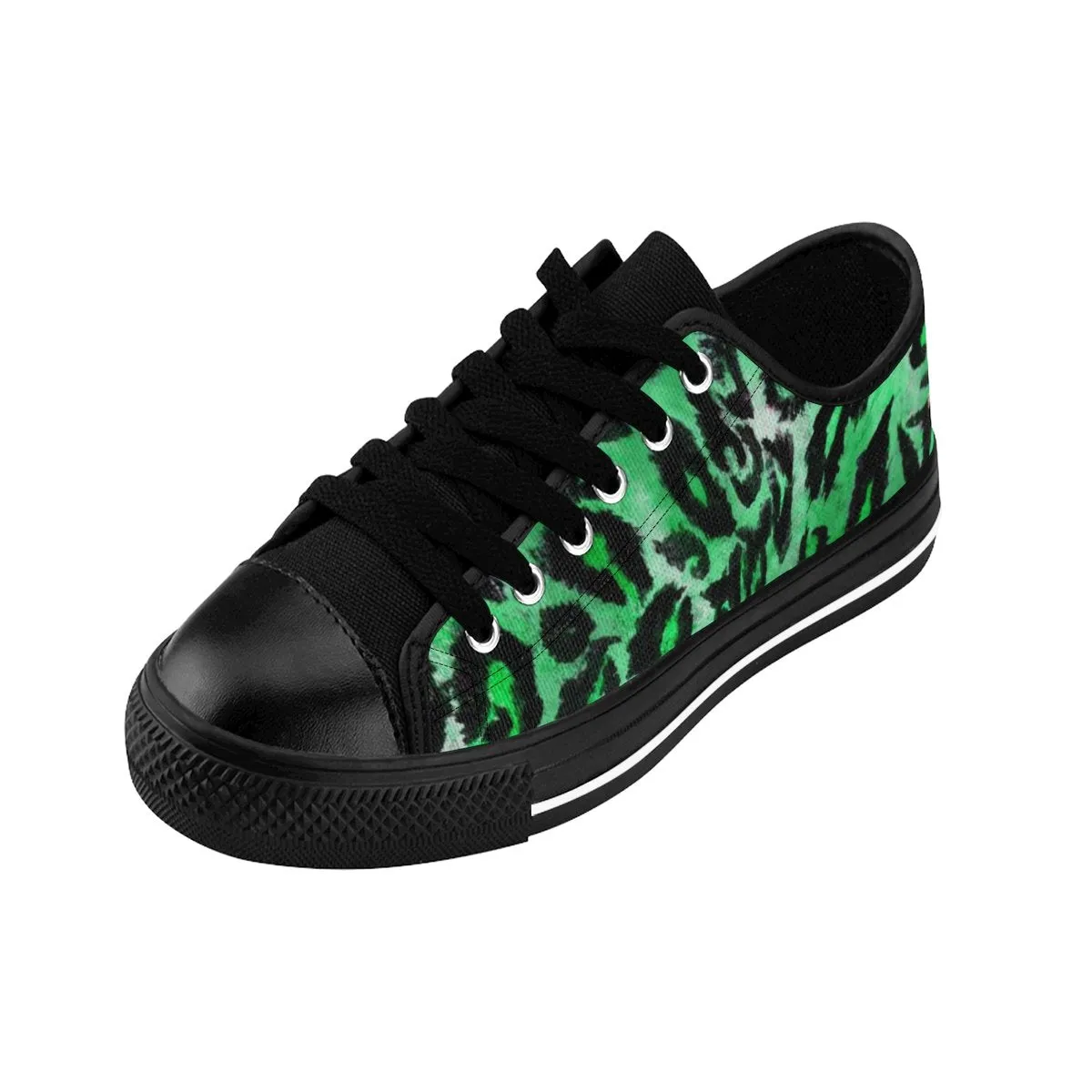 Green Leopard Men's Sneakers, Best Animal Print Premium Low Top Canvas Running Shoes