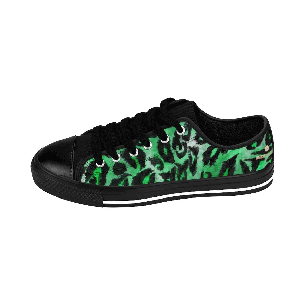 Green Leopard Men's Sneakers, Best Animal Print Premium Low Top Canvas Running Shoes