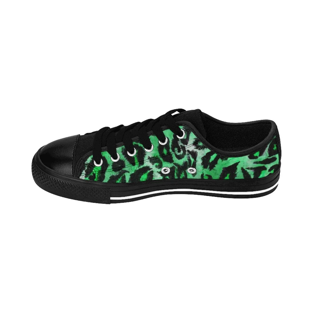 Green Leopard Men's Sneakers, Best Animal Print Premium Low Top Canvas Running Shoes