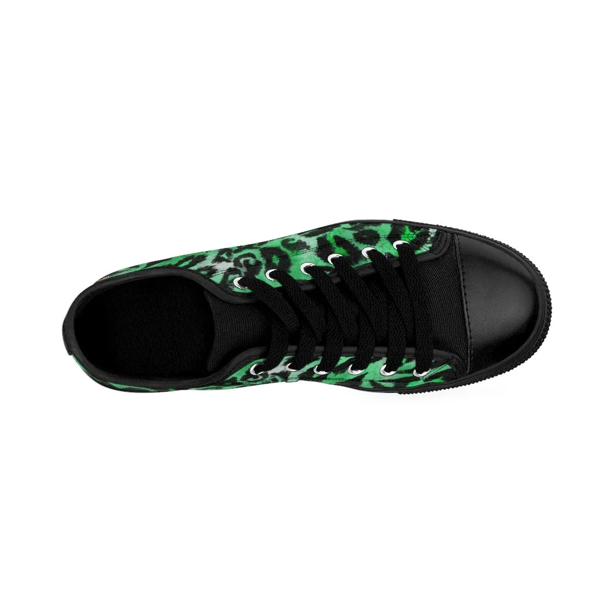 Green Leopard Men's Sneakers, Best Animal Print Premium Low Top Canvas Running Shoes