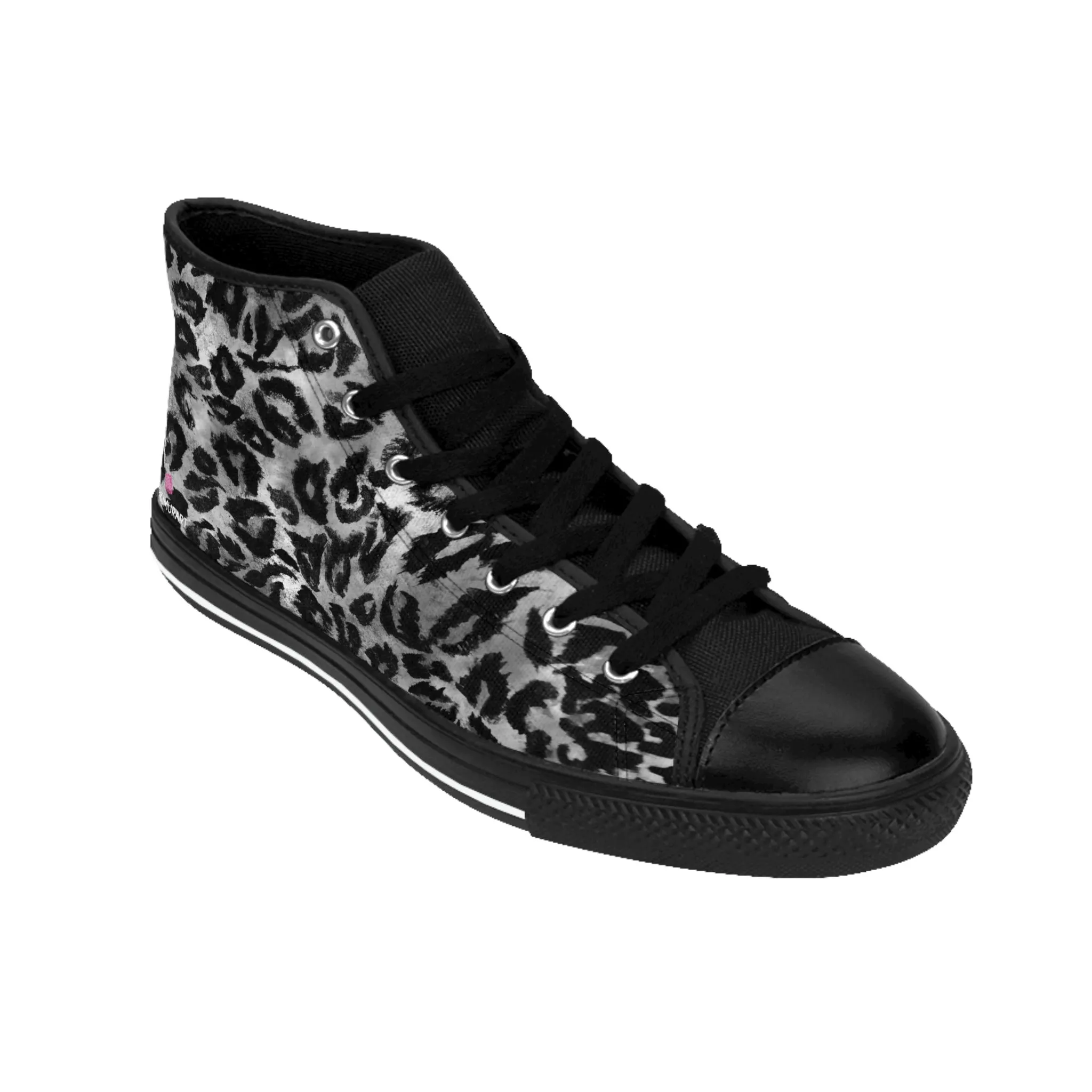 Grey Leopard Print Men's Sneakers, Leopard Animal Print Best Designer Men's High Top Sneakers