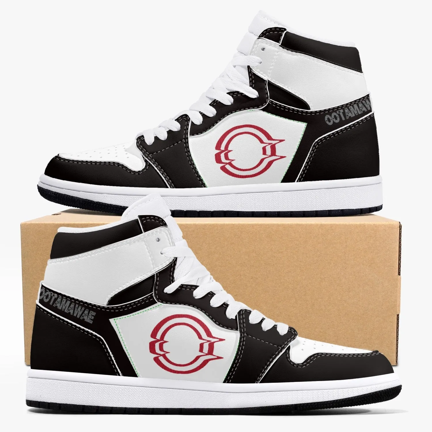 High-Top Leather Sneakers White & Black