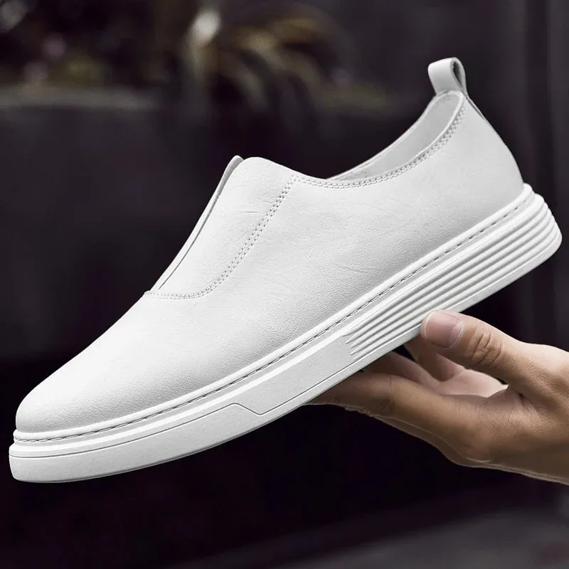 Hnzxzm Luxury Brand Mens Casual Shoes Fashion Handmade White Skateboard shoes Men Sneakers Fashion Lace-up Leather Designer Men's Shoes