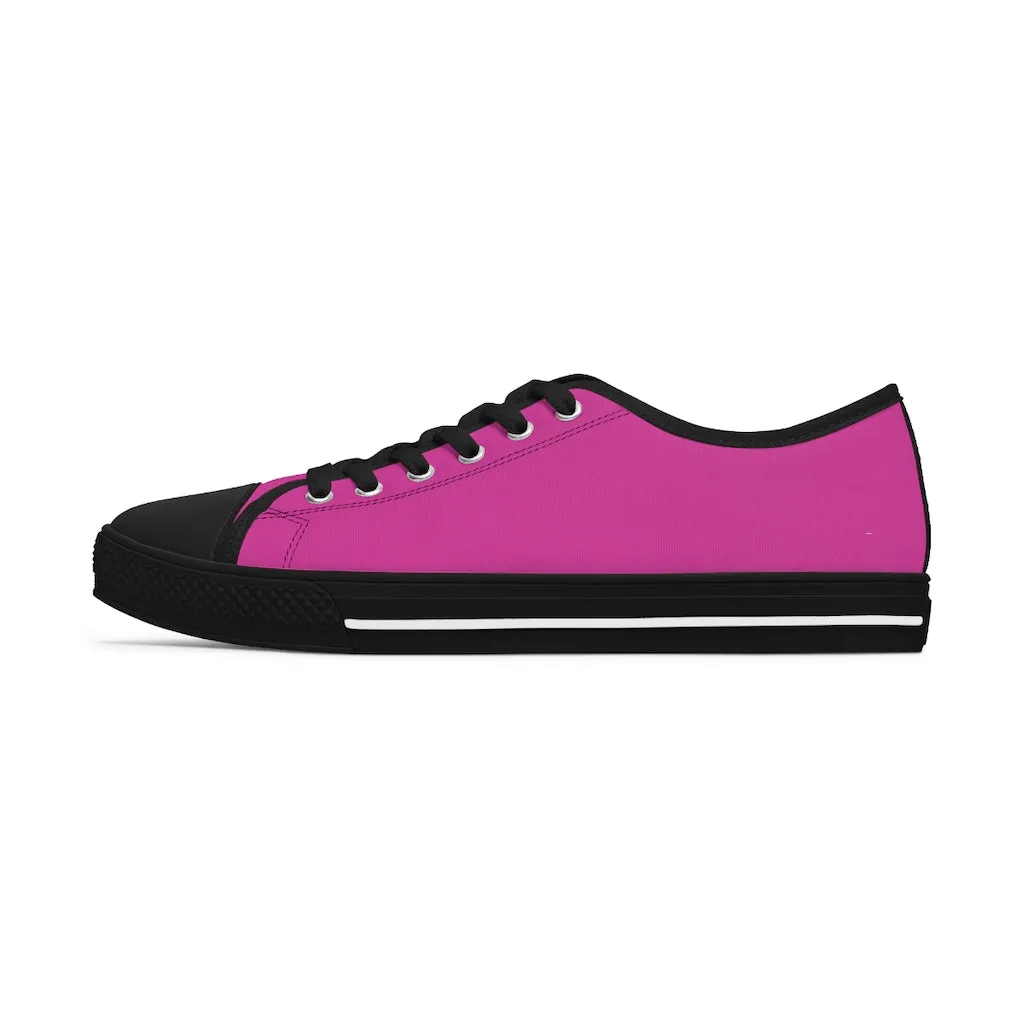 Hot Pink Best Ladies' Sneakers, Solid Hot Pink Color Women's Low Top Sneakers Tennis Shoes (US Size: 5.5-12)