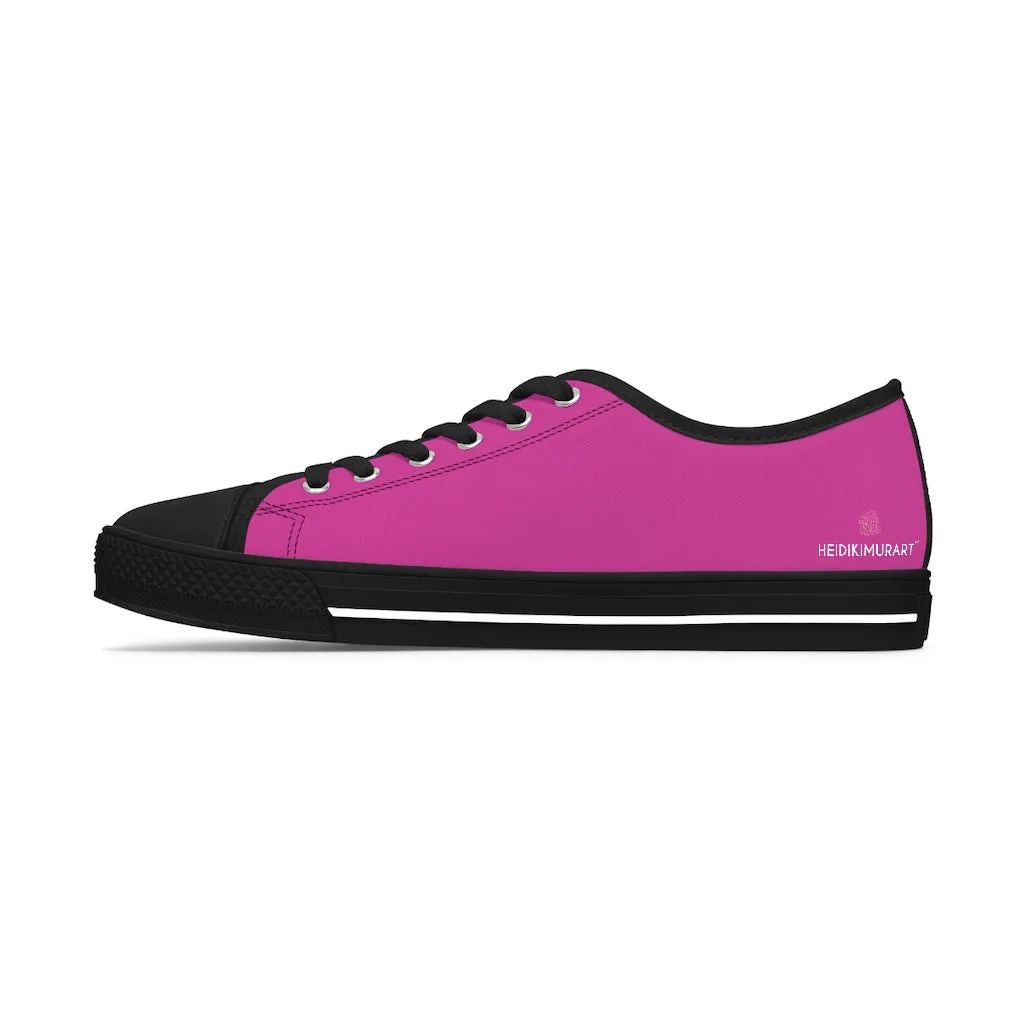 Hot Pink Best Ladies' Sneakers, Solid Hot Pink Color Women's Low Top Sneakers Tennis Shoes (US Size: 5.5-12)