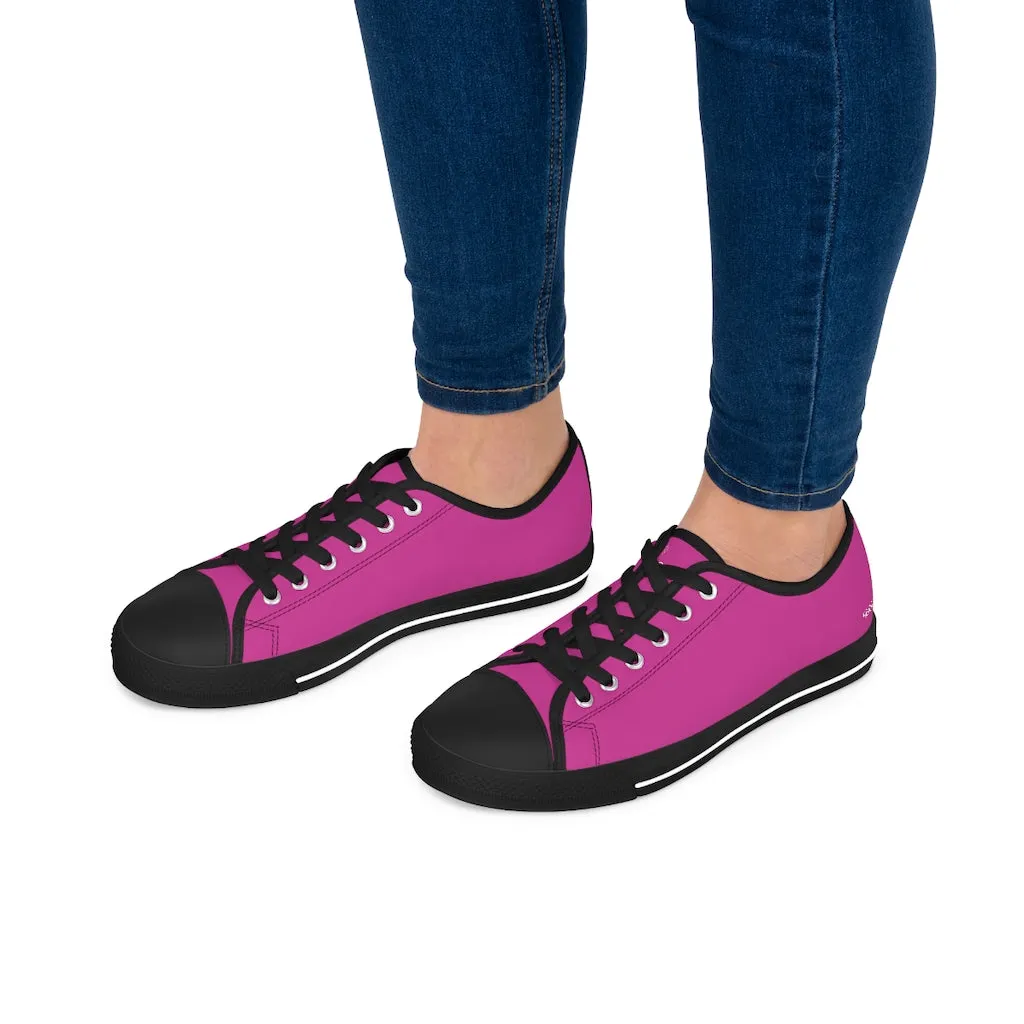 Hot Pink Best Ladies' Sneakers, Solid Hot Pink Color Women's Low Top Sneakers Tennis Shoes (US Size: 5.5-12)