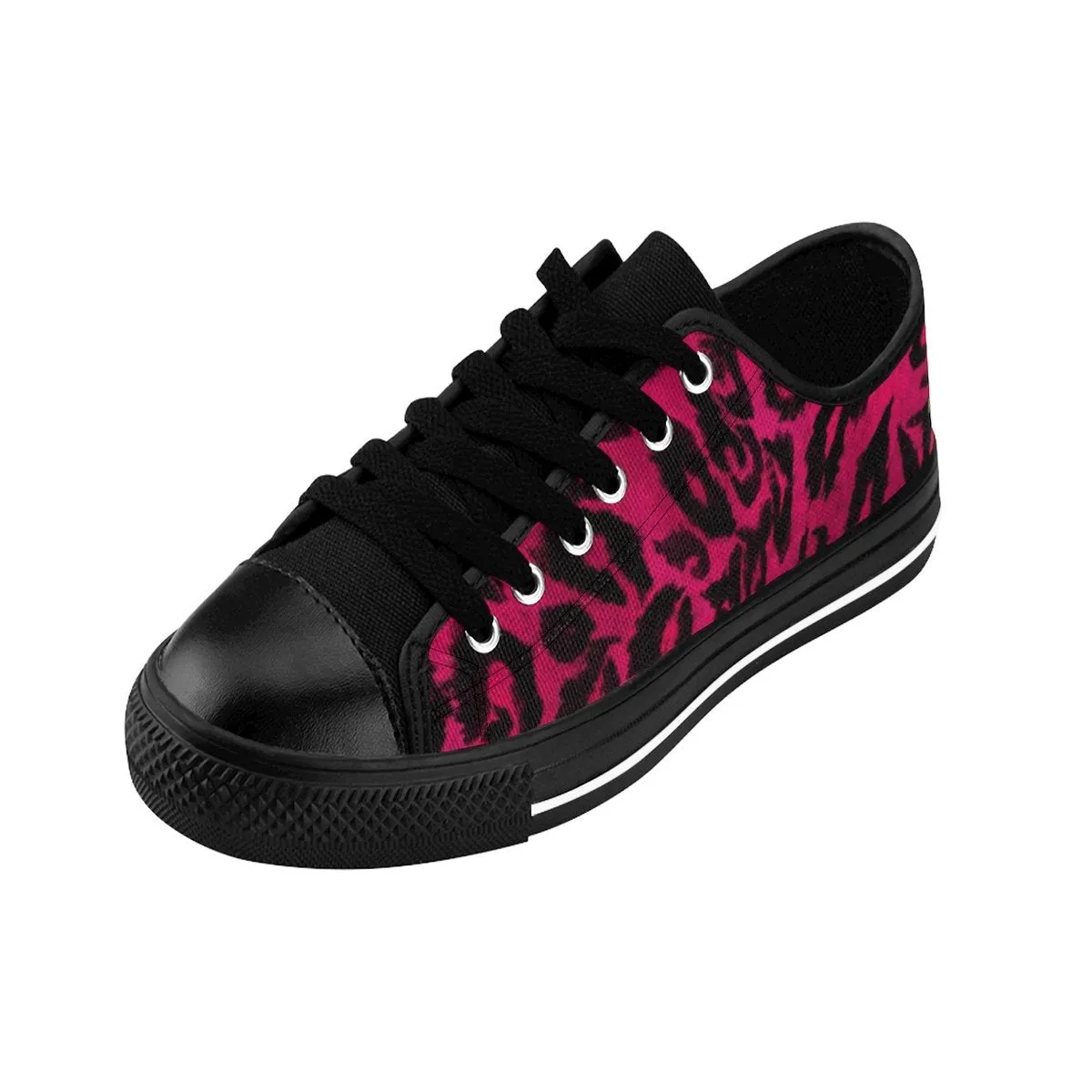 Hot Pink Leopard Men's Sneakers, Animal Print Premium Low Top Canvas Running Shoes