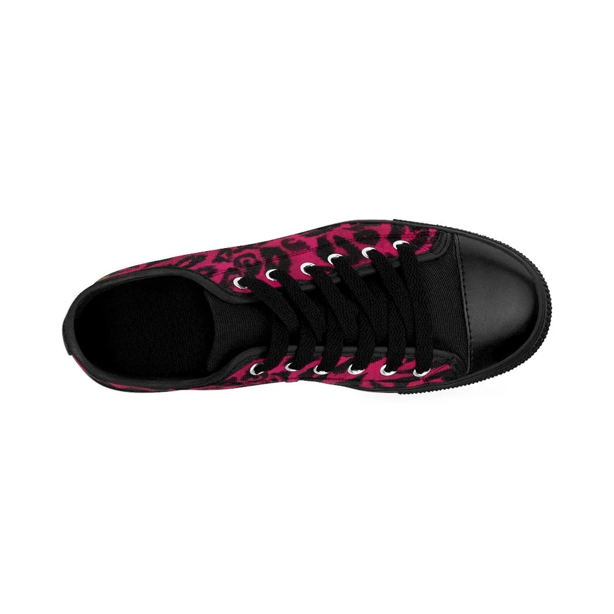 Hot Pink Leopard Men's Sneakers, Animal Print Premium Low Top Canvas Running Shoes