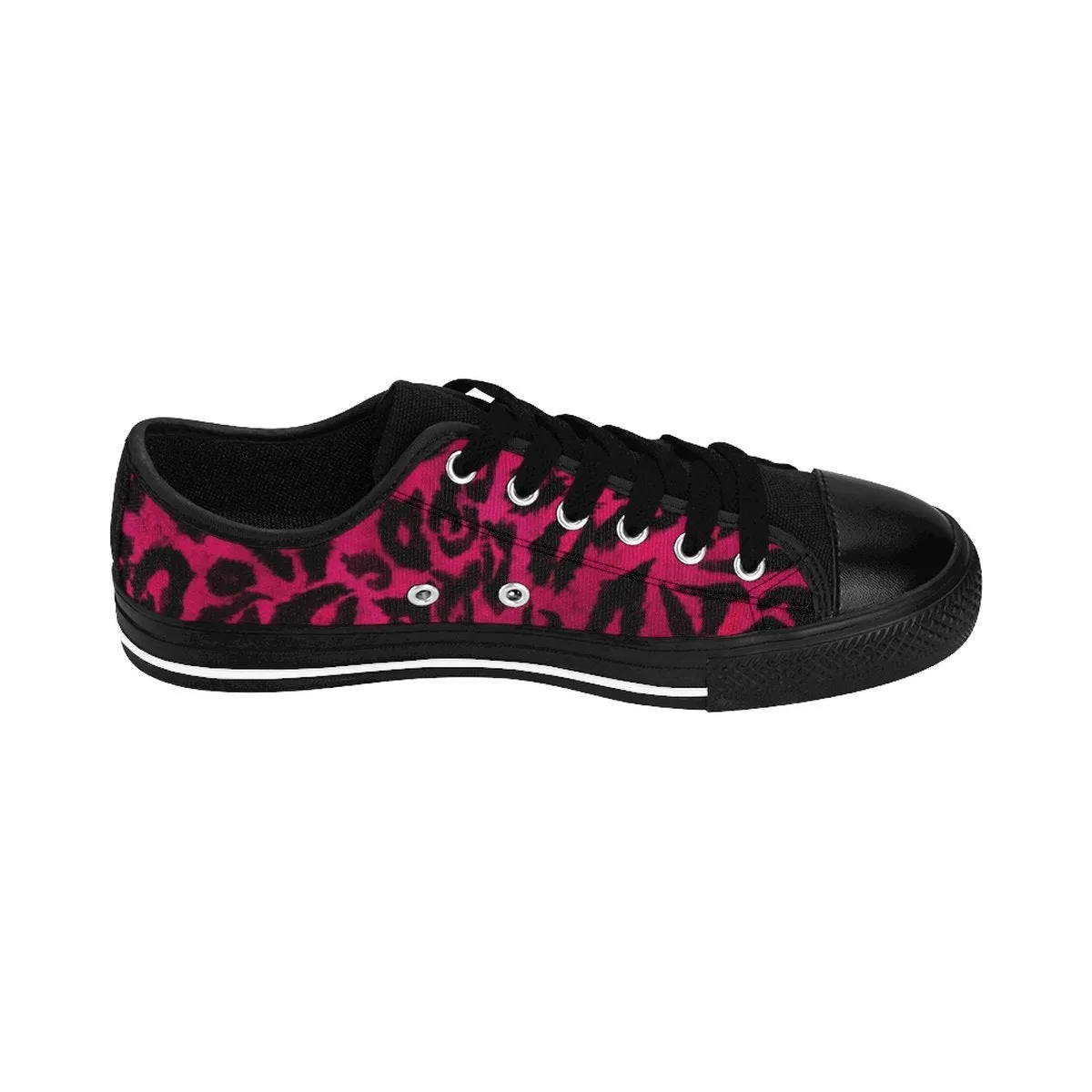 Hot Pink Leopard Men's Sneakers, Animal Print Premium Low Top Canvas Running Shoes