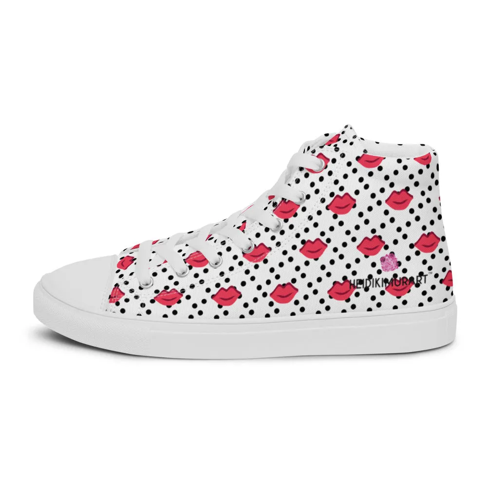 Kiss Print Men's High Tops, Valentine's Day Designer Men's High Top Canvas Sneaker Shoes (US Size: 5-13)