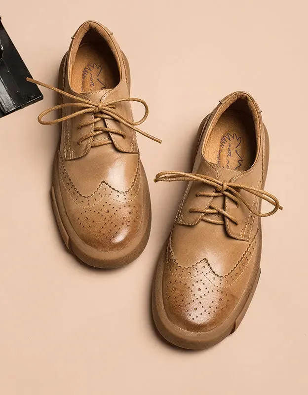 Leather Brogue Style Oxford Shoes Women