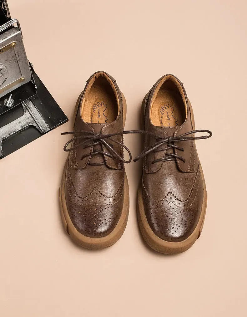 Leather Brogue Style Oxford Shoes Women