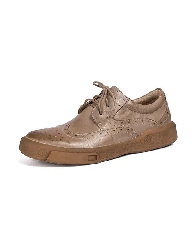 Leather Brogue Style Oxford Shoes Women