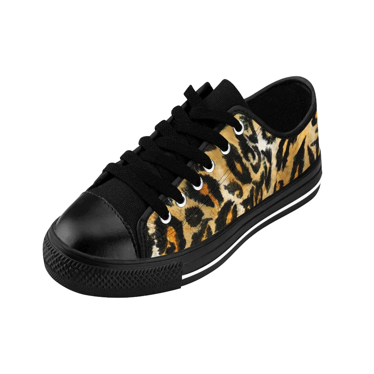 Leopard Print Men's Sneakers, Animal Print Running Fashion Canvas Low Top Tennis Shoes (US Size: 7-14)