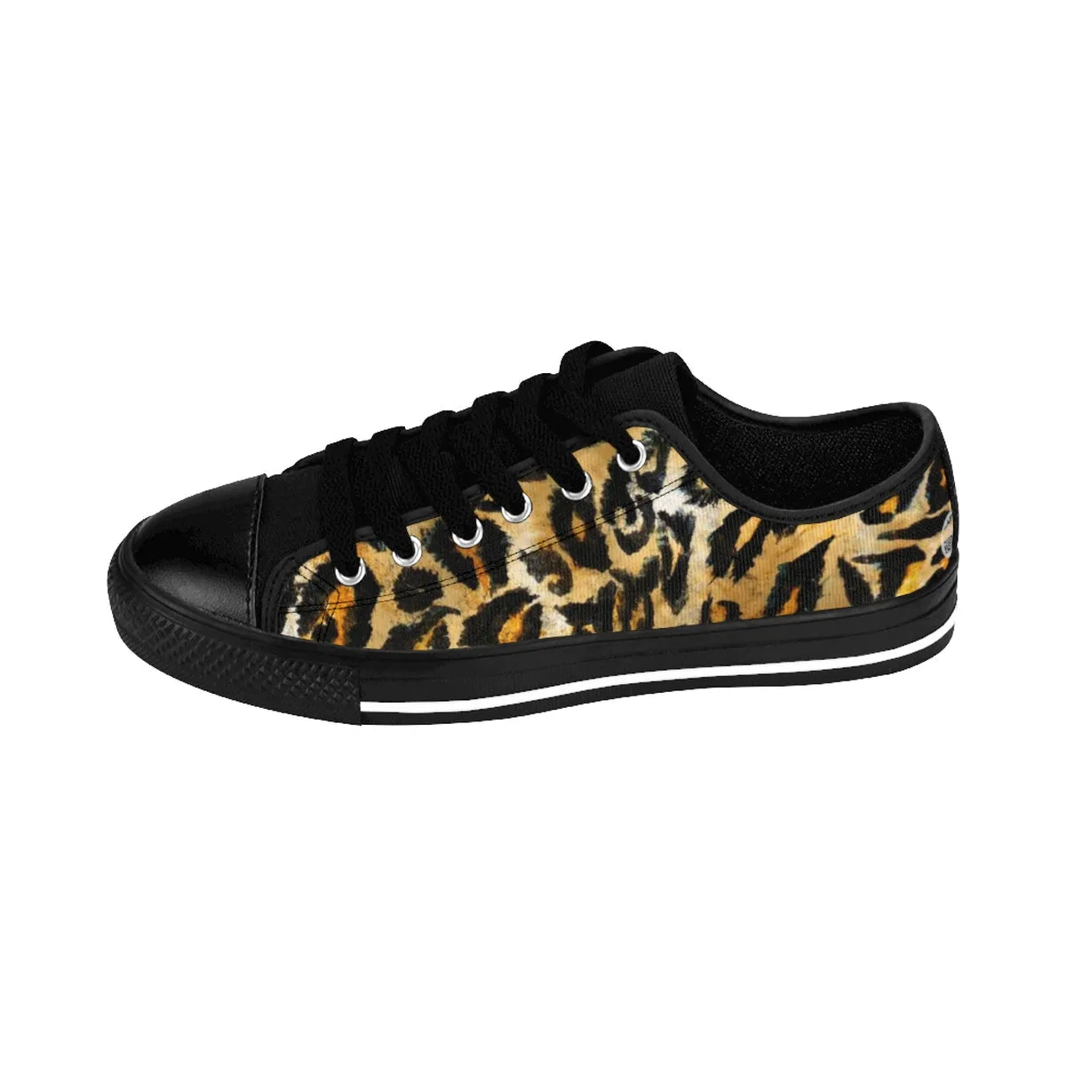 Leopard Print Men's Sneakers, Animal Print Running Fashion Canvas Low Top Tennis Shoes (US Size: 7-14)