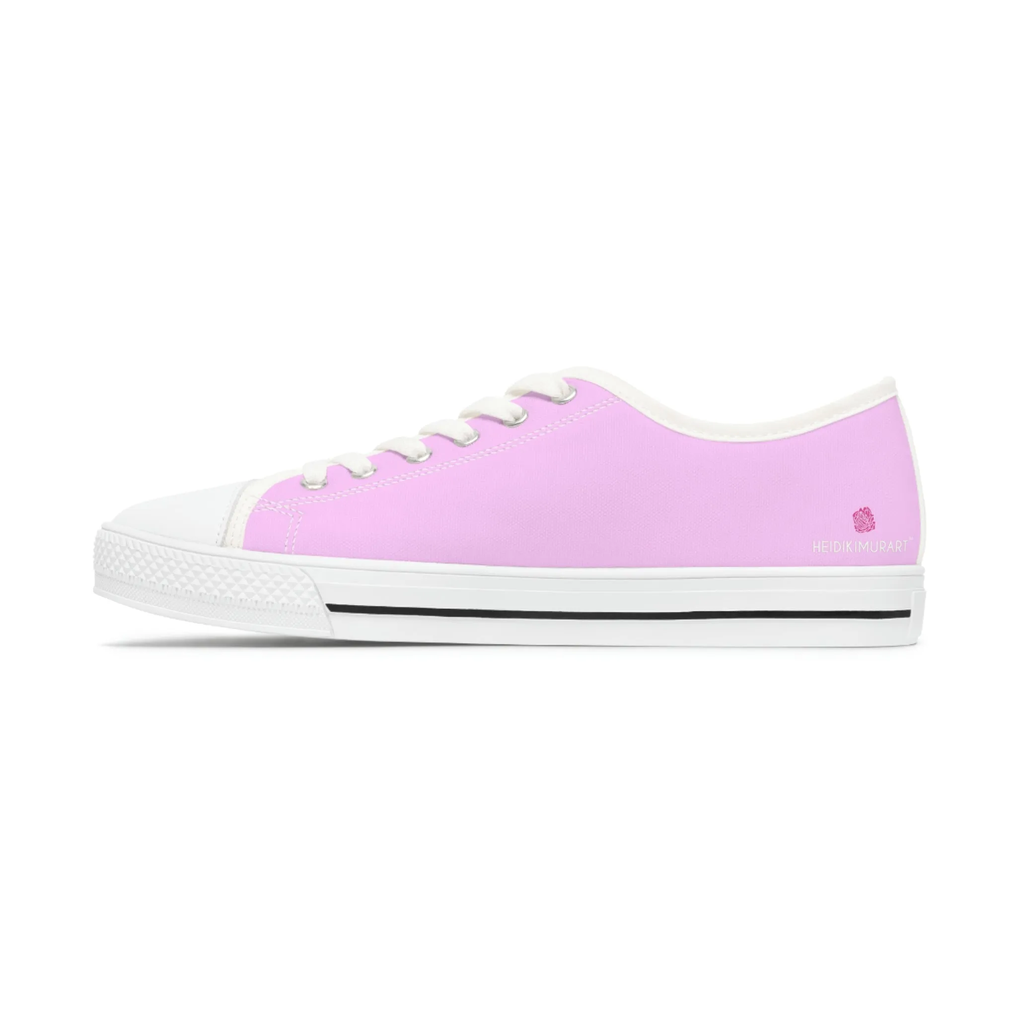 Light Pink Color Ladies' Sneakers, Pink Solid Color Best Designer Women's Low Top Sneakers  (US Size: 5.5-12)