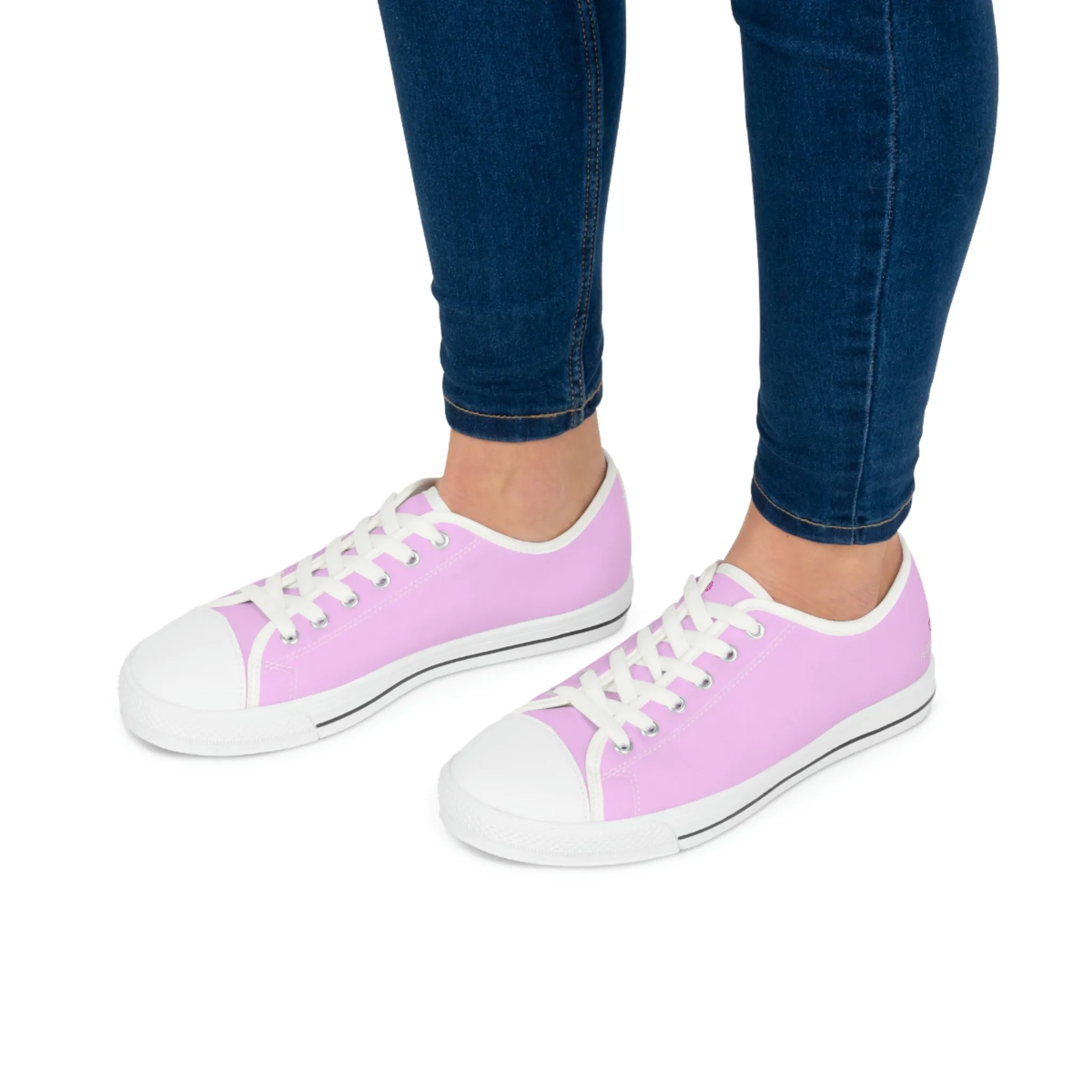 Light Pink Color Ladies' Sneakers, Pink Solid Color Best Designer Women's Low Top Sneakers  (US Size: 5.5-12)