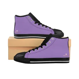 Light Purple Men's High-top Sneakers, Solid Color Minimalist Designer Tennis Running Shoes