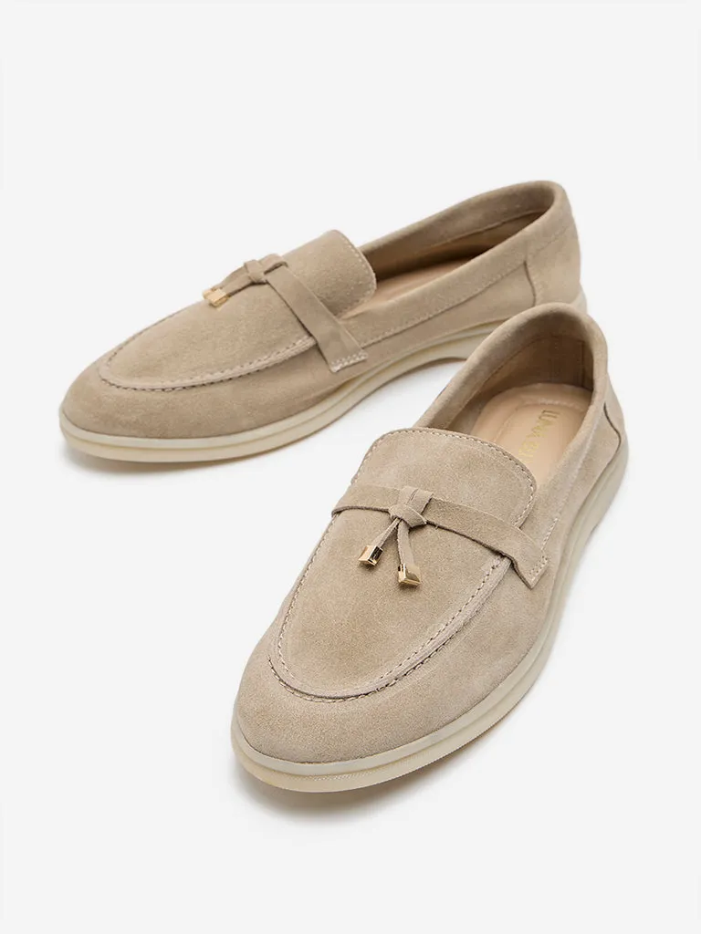 LUNA BLU Ivory Faux Suede Loafers