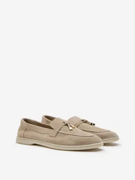 LUNA BLU Ivory Faux Suede Loafers